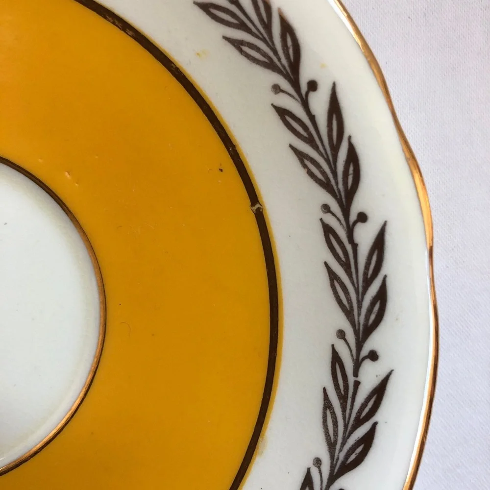 Vintage Aynsley Yellow & Gold Corset Bone China Cup and Saucer England